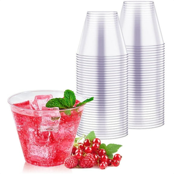 HXRH Clear Plastic Cups,20 Pack Disposable Cocktail Glasses,Premium Beverage Cups,Cold Drink Tumblers,Bulk Coffee Cups,Perfect for Parties, Wedding and Festival Events 9 oz