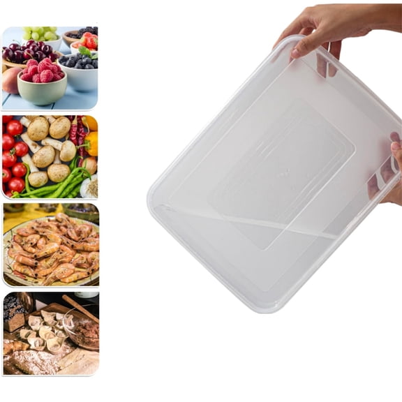 HXRH Food Storage Containers,2pcs Pizza Dough Containers with Lid,Dumpling Box for Fridge,Clear Flat Storage Bins,Kitchen Supply Tray