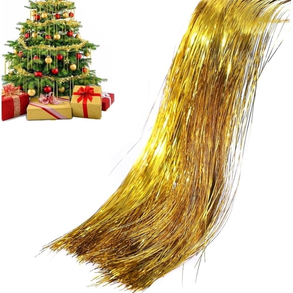 HXRH Gold Christmas Tinsel Strands 19.6 inch Metallic Christmas Tree Icicle Tinsel Foil Fringes Festivals Hanging Decorations Home Holiday Birthday Wedding Anniversary Party Supplies 3000 Pcs