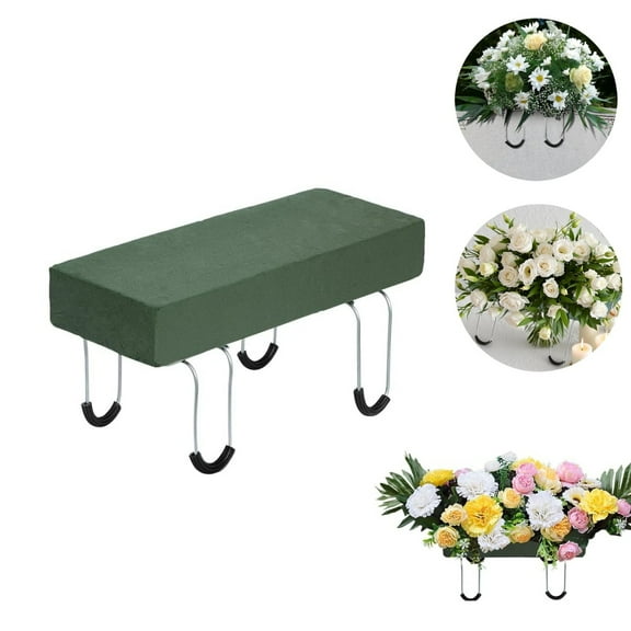 HXRH Gravestone Saddle,Floral Foam Bendable Metal Arrangements,1pack Cemetery Headstone Saddle with Floral Foam for Outdoor