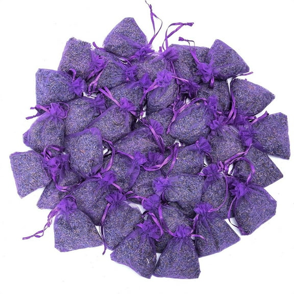 HXRH Natural Lavendar Sachet Bags,Sun Dried Lavender Sachets,Drawers and Closets Fresh Scents Packets,Bedroom Essentials Home Fragrance Products 25 Pack
