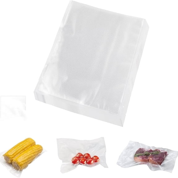 HXRH Plastic Seal Freezer Storage Bags,200 Pcs Clear Vacuum Sealer Bags,Food Saver Pouches,Thickened Mesh Fresh Bags,for Kitchen Meal Prep,Food Freshness 12 × 8 Inch
