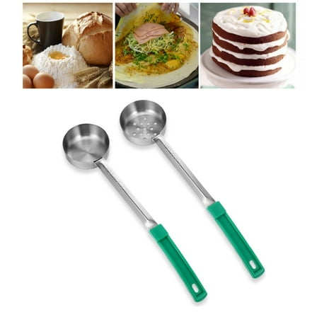 HXRH Portion Control Spoons,2pack Stainless Steel Restaurant Measuring Serving Ladle,4oz Durable Portion Control Slotted and Unslotted Spoons