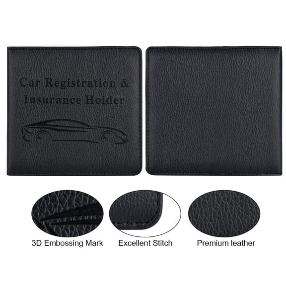 HXRT Car Registration and Insurance Holder, Premium PU Leather Vehicle Document Organizer Wallet, Automotive Paperwork Storage Case for Driver License, Insurance Cards, Registration Documents