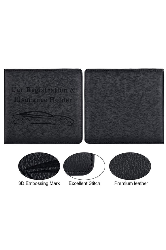 Car Registration and Insurance Holder, Premium PU Leather Vehicle Document Organizer Wallet, Automotive Paperwork Storage Case for Driver License, Insurance Cards, Registration Documents