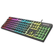 HXSJ  Gaming Keyboard 104-Key Wired Mechanical Keyboard with Backlit LED and ABS Pudding Keycaps for PC and TV