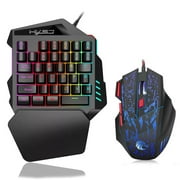 HXSJ J50 One-Handed Gaming Keyboard 35 Keys LED Backlight + Wired Gaming Mouse with Breathing Light 5500 DPI 7 Button Keyboard and Mouse Combo