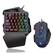 HXSJ J50 One-Handed Gaming Keyboard 35 Keys LED Backlight + Wired Gaming Mouse with Breathing Light Keyboard and Mouse Combo