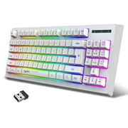 HXSJ L100 2.4G Wireless Membrane Keyboard 87 Keys Layout RGB Light Effect ABS Key Built-in 1800mAh Lithium Battery White