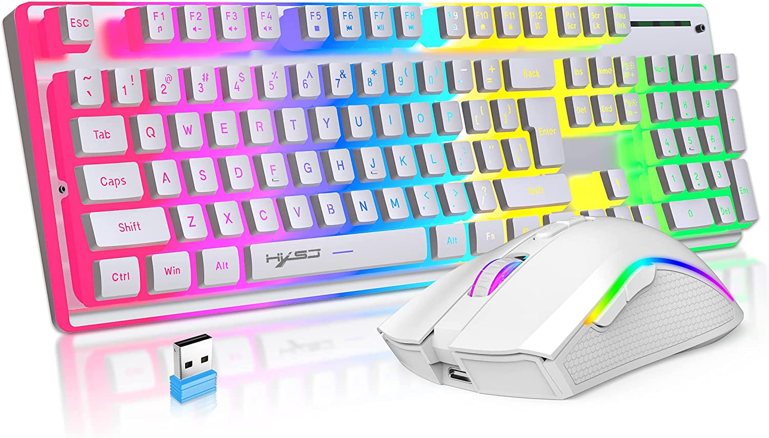 HXSJ L96 Wireless Keyboard and Mouse Combo, 3000mAh Rechargeable RGB