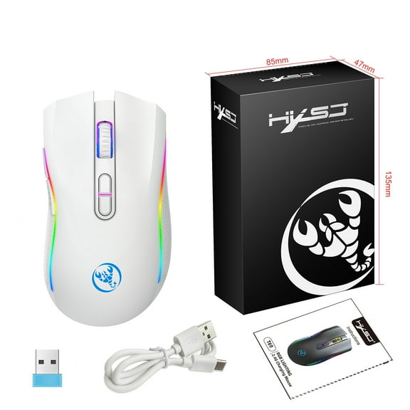 HXSJ T69 2.4G Wireless Mechanical Mouse RGB Gaming Mouse Ergonomic 7 Programmable Buttons 4800DPI Mouse for Office Gamer
