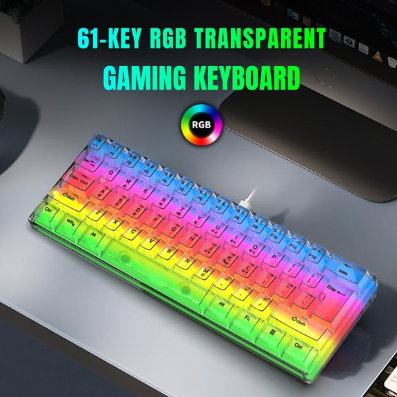 HXSJ V700T 61-Key RGB Transparent Gaming Keyboard USB Wired Ergonomic Design, Compatible with Windows and iOS[cite: 1]