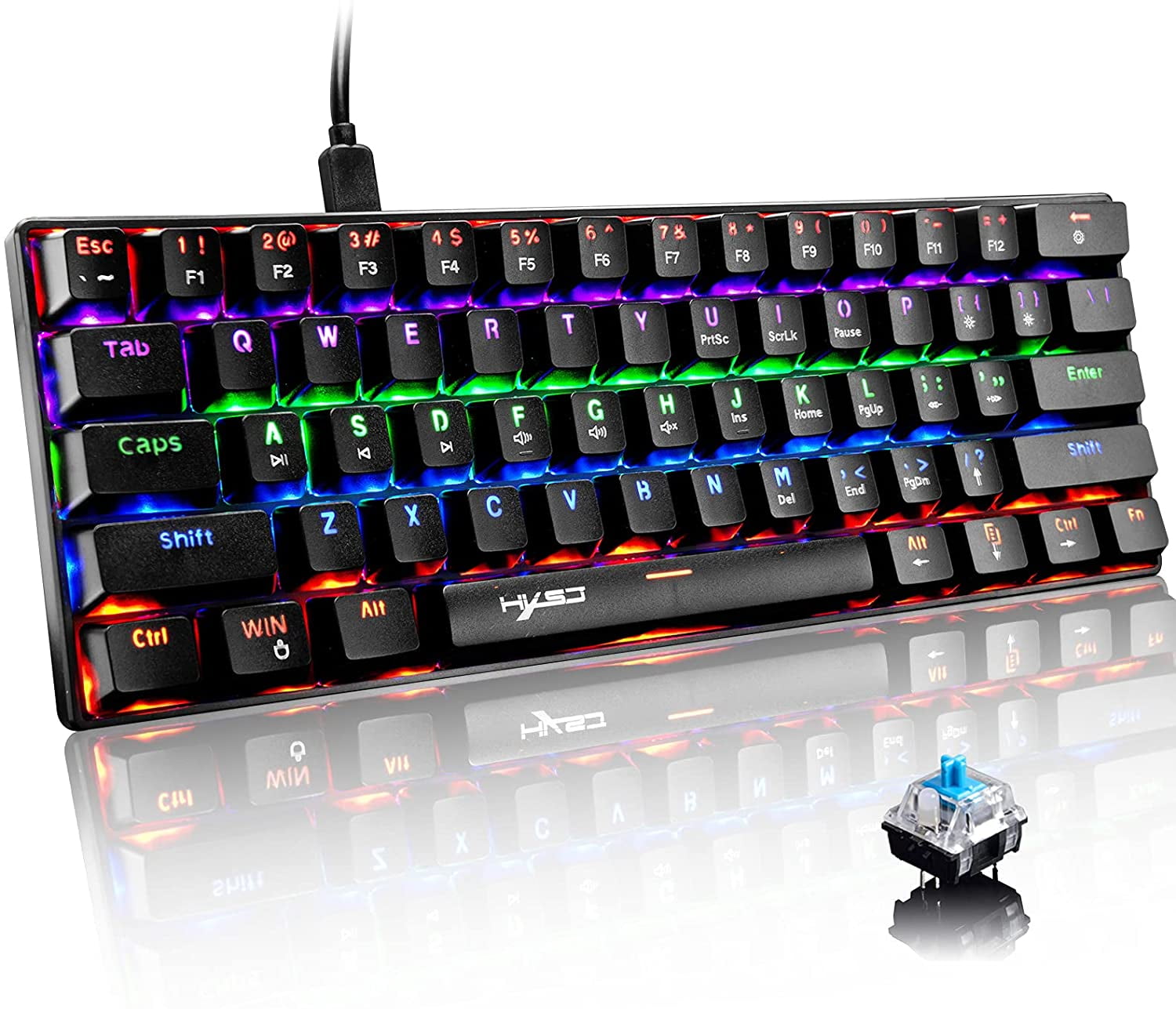 HXSJ V900 60% True Mechanical Gaming Keyboard 61 Keys for PC