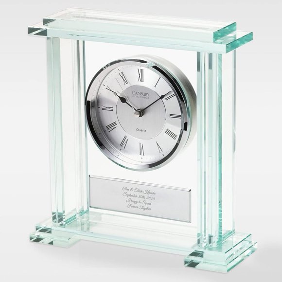 HXTZ Engraved Wedding Glass Block Clock (Free Customization)