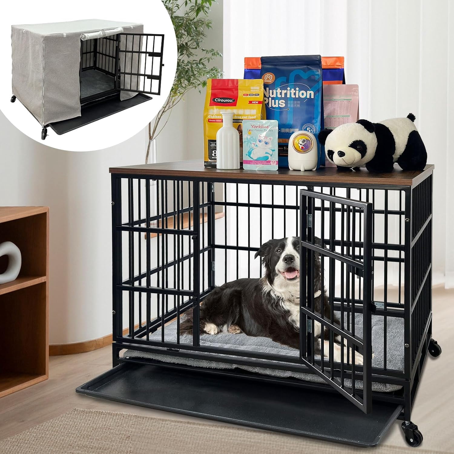 HXULER 38 inch Heavy Duty Indestructible Dog Crate Furniture with ...