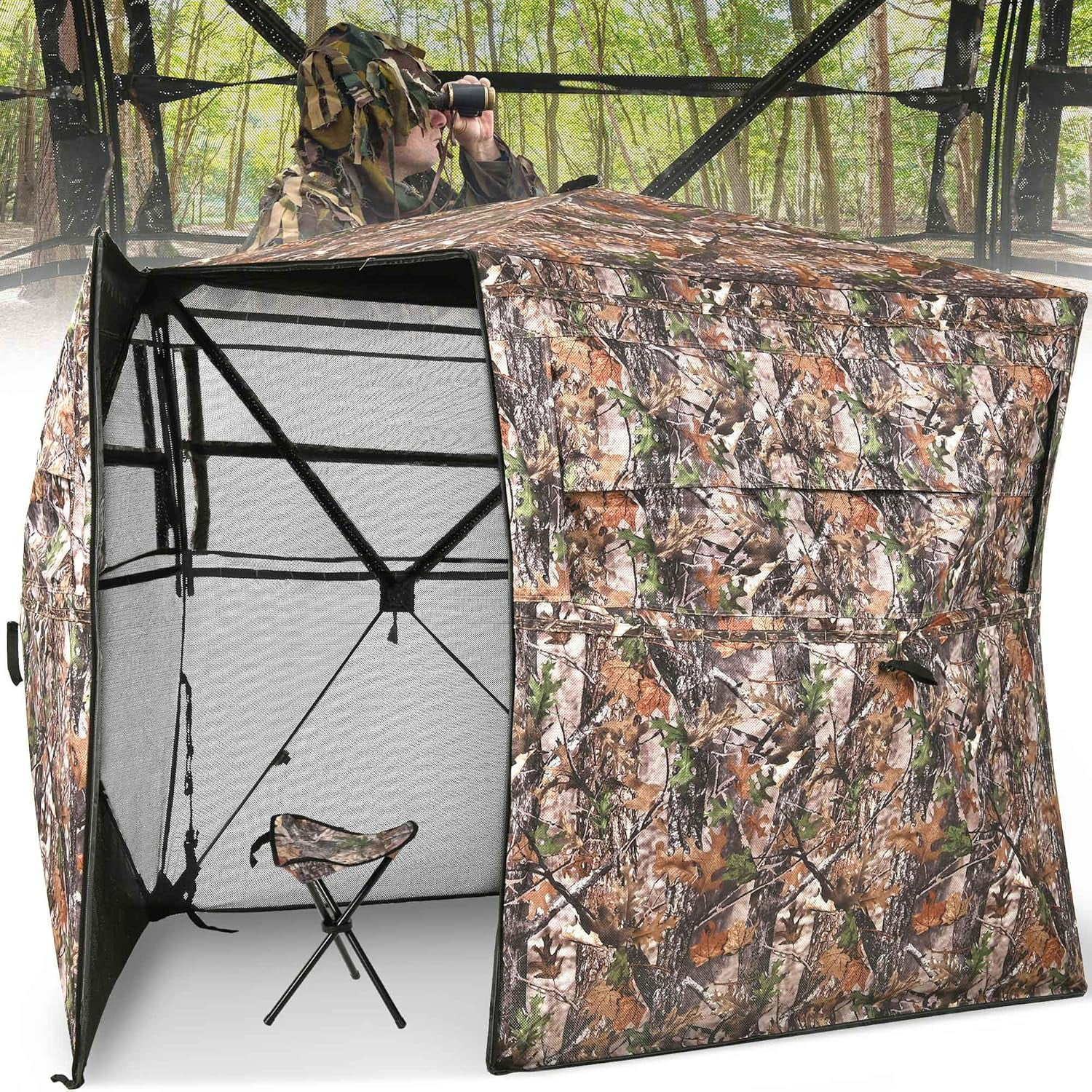 2-3 Person Pop Up Ground Blind, Portable Hunting Blind With 360 Degree &ndash