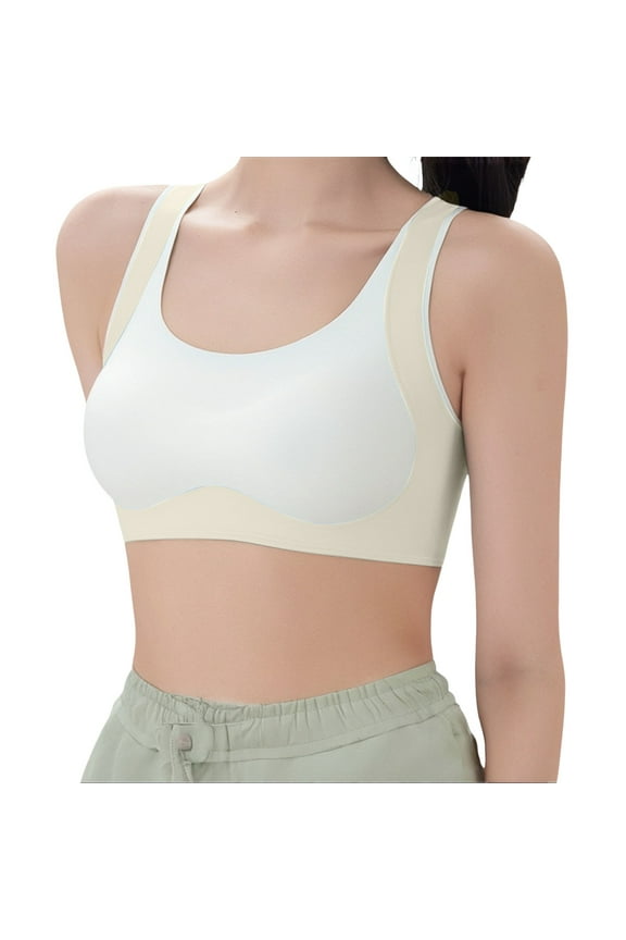 Adolescent Posture Support Bra - Organic Cotton Soft Cup Wireless Bra for Teens 12-15 Years Beige