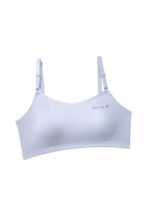 Adolescent Posture Support Bra - Organic Cotton Soft Cup Wireless Bra for Teens 14-16 Years White