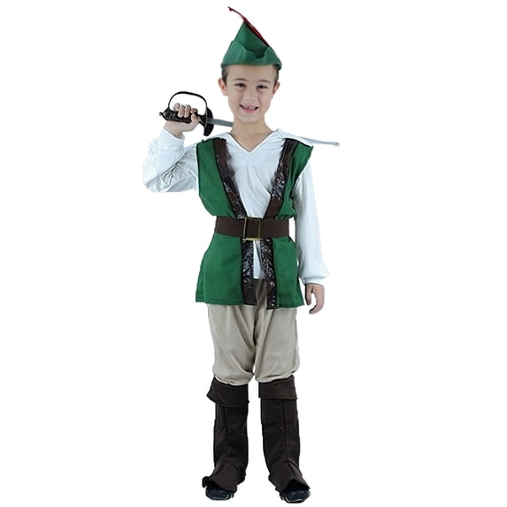 HXWCHs Adventure Set for Boys with Hooded Cape and Vest Outfit 5-7 Years Green