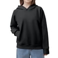 thumbnail image 1 of HXWCHs Affordable girls' sweatshirts Girls Casual Solid Color Pullover Hoodie Comfortable Athletic Sweatshirt for Kids Youth Outerwear Black 5-6 Years, 1 of 7