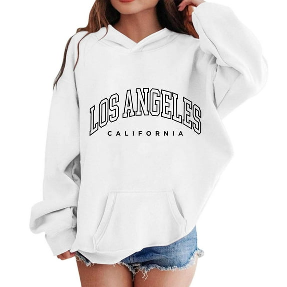 HXWCHs Affordable girls' sweatshirts Girls Long Sleeve Pullover Hoodie Casual Comfortable Kids Sweatshirt for Daily Wear White 5-6 Years