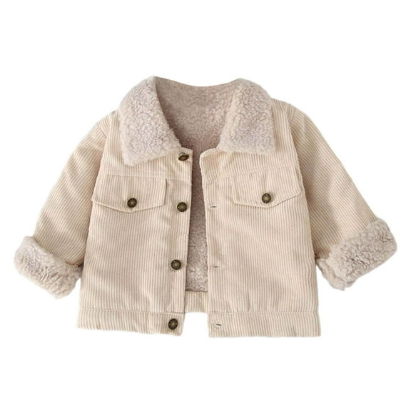 HXWCHs Baby Boy Corduroy Jacket Toddler Winter Thickened Warm Lined Coat with Lapel & Button Down, Essential Baby Winter Warm Clothes Outfits White 3-4 Years