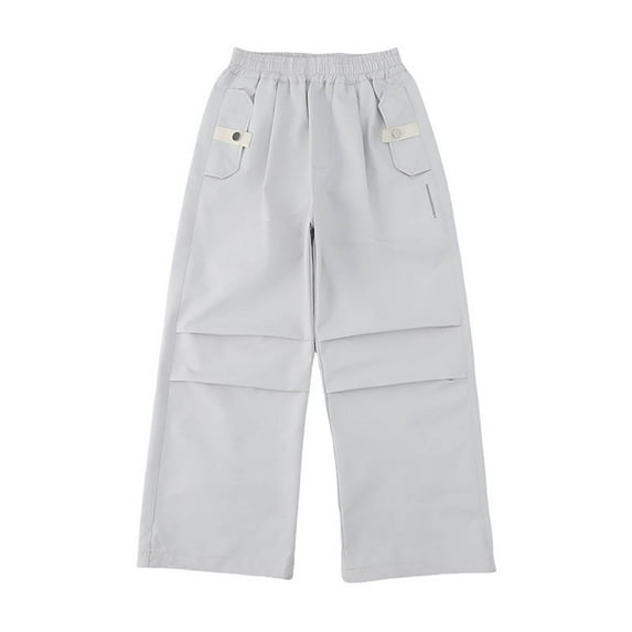 HXWCHs Boys Active Casual Pants Breathable Comfortable Elastic Waist Stylish Design For Everyday Wear Outdoor Play And School Light Gray 10-12 Years