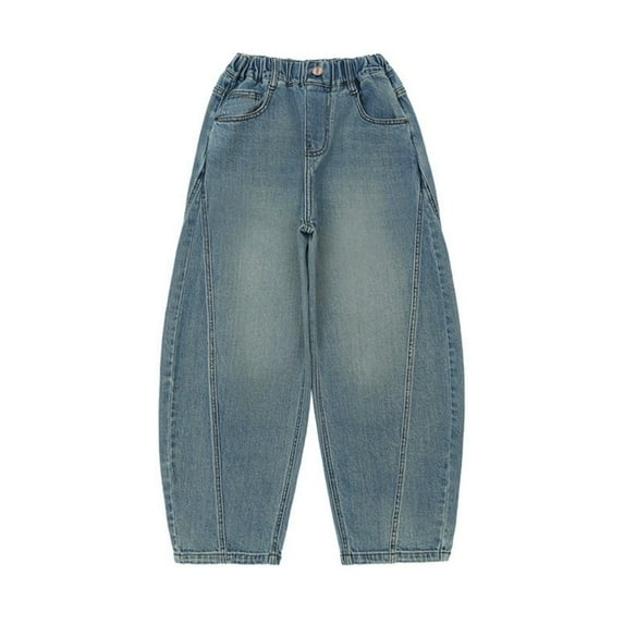 HXWCHs Boys' Adjustable Waist Utility Trousers for Spring Autumn Trousers Elastic Waist Comfortable Durable Regular Fit Children Pants For Active Play Age 4 12 Years Blue 5-6 Years