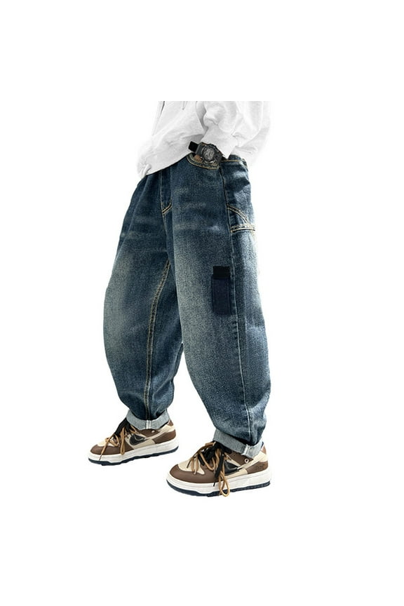 Boys' Athletic Track Pants - Breathable for Sports Boys Casual Pants Everyday Comfort Loose Fit Style Youth Ages 6 to 16 Ideal Spring Summer Fall Activities Blue 15-16 Years