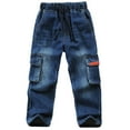 thumbnail image 1 of HXWCHs Boys' Athletic Track Pants - Breathable for Sports Boys Elastic Waist Denim Jeans Full Length Straight Pants Mid Rise Washed Comfortable Casual Trousers Blue 2-3 Years, 1 of 6
