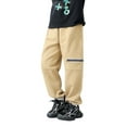 thumbnail image 1 of HXWCHs Boys' Baggy Fit Pants Lightweight Comfortable Loose Fit Sports Trousers For Kids Soft Breathable Fabric Durable Stitching Easy Movement Outdoor Active Wear Khaki 5-6Years, 1 of 6