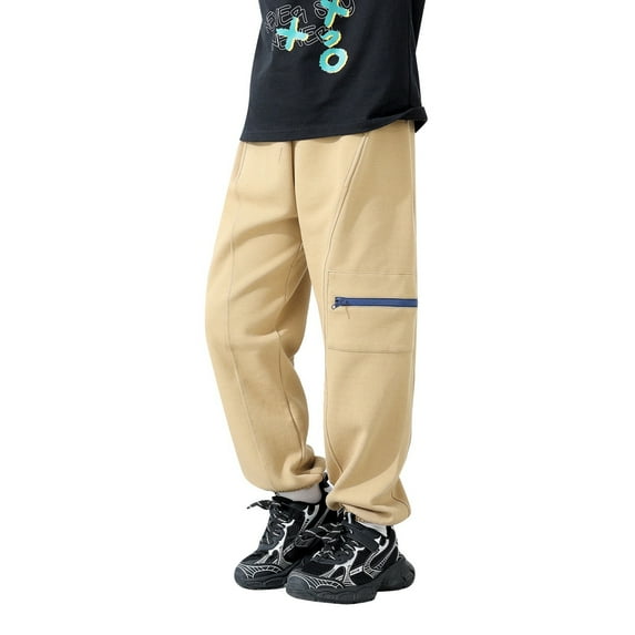 HXWCHs Boys' Baggy Fit Pants Lightweight Comfortable Loose Fit Sports Trousers For Kids Soft Breathable Fabric Durable Stitching Easy Movement Outdoor Active Wear Khaki 5-6Years