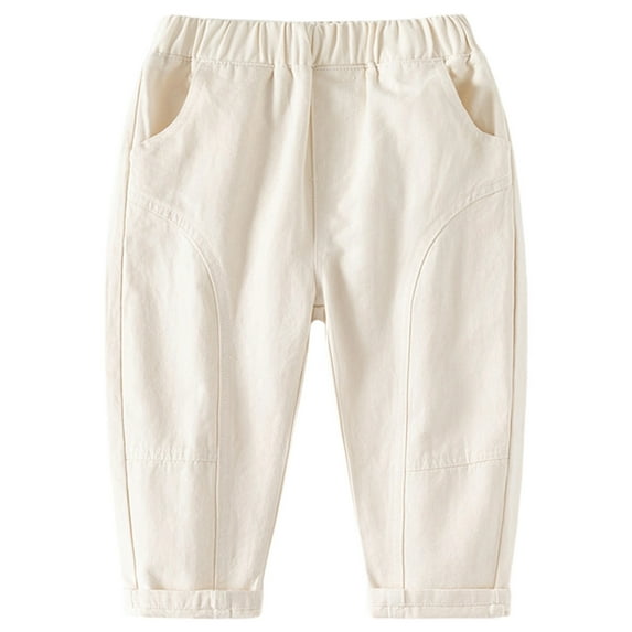 HXWCHs Boys' Casual Jogger Pants Soft & Comfortable Boys Casual Pants Comfortable Everyday Wear Pure Color Long Trousers for Kids Bottoms Soft Breathable Fabric Easy Outfits White 9-10 Years