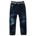 thumbnail image 1 of HXWCHs Boys' Casual Jogger Pants Soft & Comfortable Boys Elastic Waist Denim Jeans Full Length Straight Leg Pants for toddler Kids Comfortable Stretch Mid Rise Washed Design Blue 3-4 Years, 1 of 6