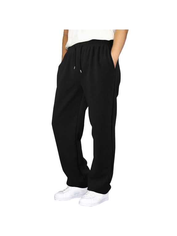 Boys Elastic Waist Drawstring Casual Pants Durable Cotton Straight Leg Pants for Youth 11-12 Years Black-a