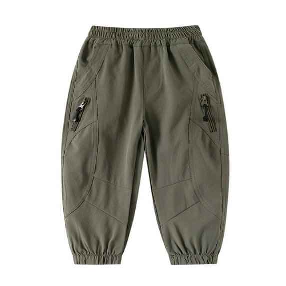 HXWCHs Boys Elastic Waist Sports Pants Durable Lightweight Outdoor Playground Trousers for Active Kids Age 3-10 Comfortable Running Joggers Green 4-5 Years