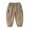 thumbnail image 1 of HXWCHs Boys Elastic Waist Sports Pants Durable Lightweight Outdoor Playground Trousers for Active Kids Age 3-10 Comfortable Running Joggers Khaki 4-5 Years, 1 of 6