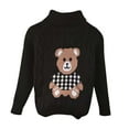 thumbnail image 1 of HXWCHs Boys' Fleece Lined Sweater Boys Sweater Knitted Round Neck Pullover tops Winter Fall Clothes for toddler and 3-4 Years Black, 1 of 4