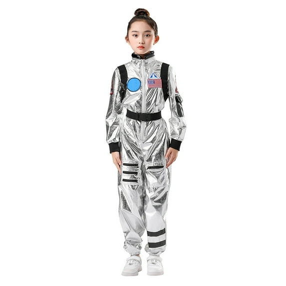 HXWCHs Boys Girls Astronaut Play Jumpsuit Carnival Performance Space Adventure Outfit 5-6 Years Black