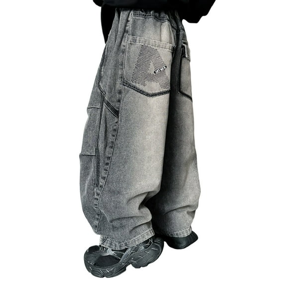 HXWCHs Boys' Khaki Pants for School - formal & Casual Boys Classic Straight Leg Denim Trousers Comfortable Casual Everyday Wear Durable Autumn Fall Season Pants for Kids Youth Gray 10-11 Years