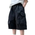 thumbnail image 1 of HXWCHs Boys' Loose Parachute Pants Elastic Waist Baggy Trousers Outdoor Fashion Comfortable Lightweight Breathable Kids Teenagers Active Wear Black 8-9 Years, 1 of 6