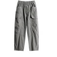thumbnail image 1 of HXWCHs Boys Loose Straight Denim Overalls Casual Comfortable Durable Playwear Adjustable Waist Stylish Kids Jeans Grey 8-9 Years, 1 of 6