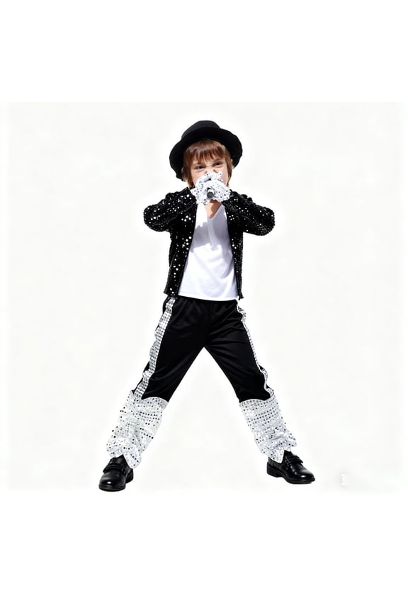 Boys Stage Performance Dance Clothing Set for formal Events and School Shows 4-5 Years Black