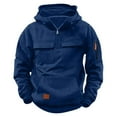 thumbnail image 1 of HXWCHs Boys' Thick Sweatshirt for Winter Boys Quarter Zip Pullover Hoodie Athletic Long Sleeve Casual Outdoor Sports Sweatshirt for Youth Blue 9-10 Years, 1 of 4
