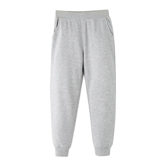 HXWCHs Boys' Warm Fleece Pants for Winter Winter Boys Loose Fit Sport Trousers Solid Casual Pants for toddler Kids Wear Gray 7-8 Years