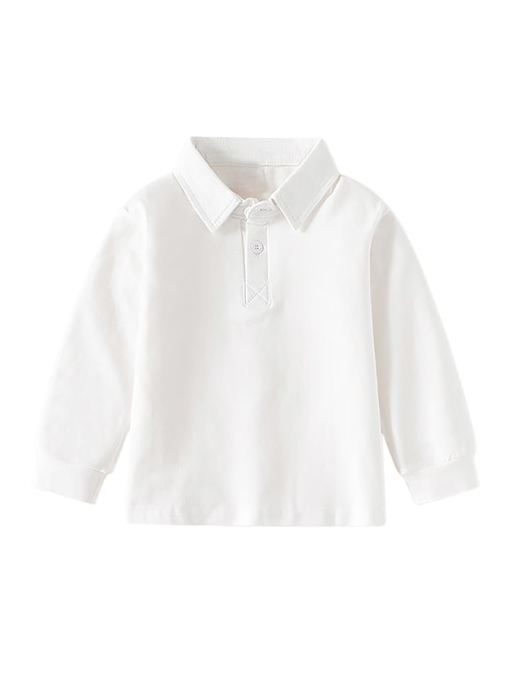 Boys athletic t shirt Boys Long Sleeve Solid Shirt tops Fall Winter Kids Clothing toddler Baby Girls Casual Outfit White 4-5 Years