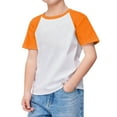 thumbnail image 1 of HXWCHs Boys athletic t shirt Boys Tee Shirt Casual Short Sleeve Round Neck Oversized top Comfortable Daily Wear Youth Apparel Orange 11-12 Years, 1 of 7