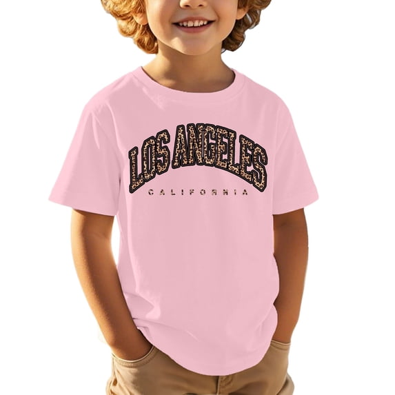 HXWCHs Boys button down shirt Boys Graphic Tee Childrens Casual Sports Shirt Comfortable Loose Fit Cute Printed Short Sleeve top for Active Kids Pink 4-5 Years