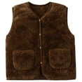 thumbnail image 1 of HXWCHs Boys button down shirt Kids Warm Winter Vest Boys Girls Sleeveless Jacket Insulated Outerwear for Children toddler Baby Autumn Winter Wear Brown 4-5 Years, 1 of 3
