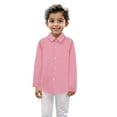 thumbnail image 1 of HXWCHs Boys graphic t shirt Boys Long Sleeve Button Down Shirt Classic Solid Casual Dress Shirt for Kids Youth formal and School Wear Comfortable Soft Blend top Pink 3-4 Years, 1 of 4